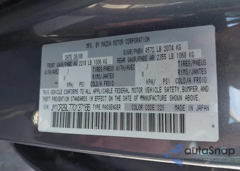 2007 Mazda Mazda5 Touring z USA, uszkodzony, nr VIN JM1CR29L770137166